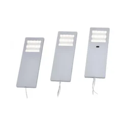 LED-Unterbauleuchten, 3er Set, Aluminium, warmweiße Lichtfarbe, modern