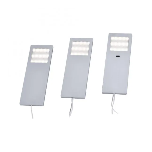 LED-Unterbauleuchten, 3er Set, Aluminium, warmweiße Lichtfarbe, modern