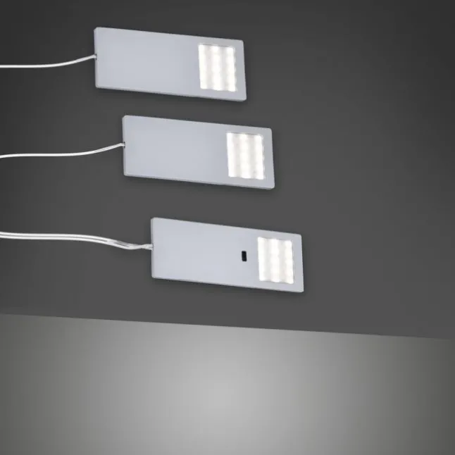 LED-Unterbauleuchten, 3er Set, Aluminium, warmweiße Lichtfarbe, modern