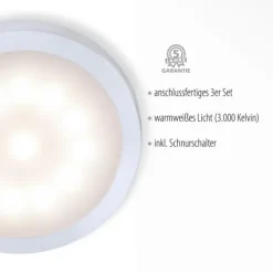LED-Unterbauleuchten 3er Set, inkl.Anschlussleitung, silber