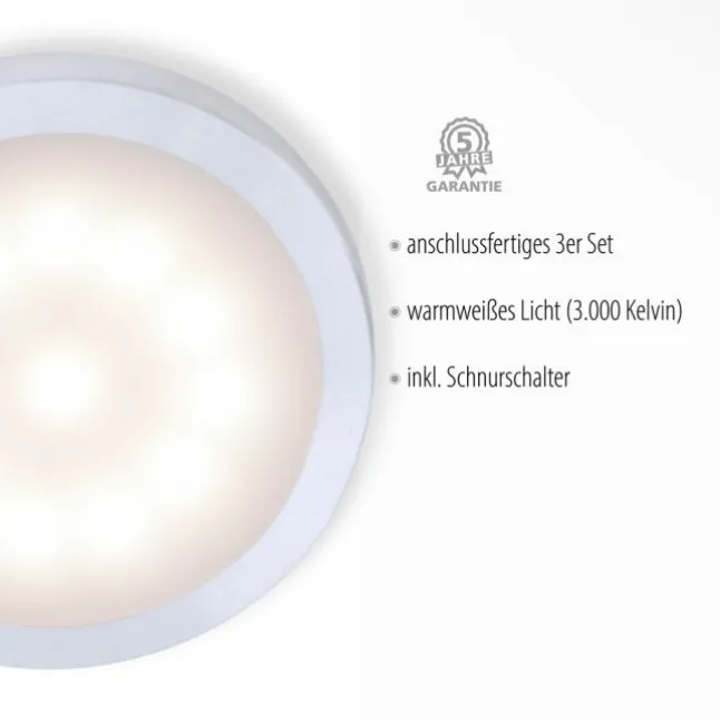 LED-Unterbauleuchten 3er Set, inkl.Anschlussleitung, silber