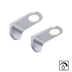 LED Unterbauleuchten, 2er Set, silber, modernes Design, inkl. Dimmfunktion