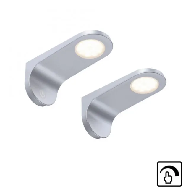 LED Unterbauleuchten, 2er Set, silber, modernes Design, inkl. Dimmfunktion