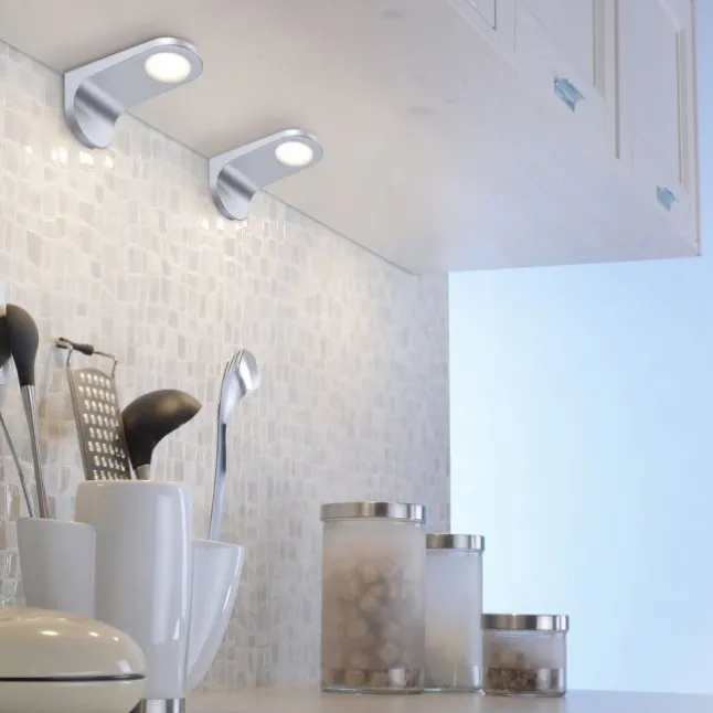 LED Unterbauleuchten, 2er Set, silber, modernes Design, inkl. Dimmfunktion