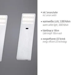 LED-Unterbauleuchten, 2er Set, warmweiße Lichtfarbe, modern, aluminium