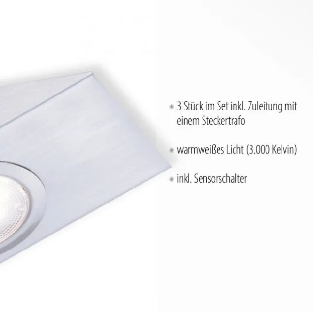 LED Unterbauleuchte, stahl, 3-flammig, keilförmig, modern