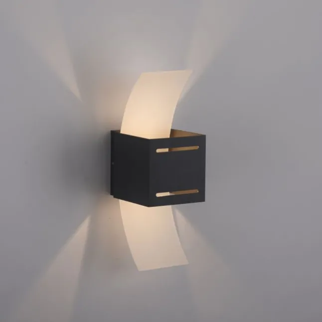 LED Wandlampe anthrazit Lichtaustritt nach oben unten Treppenhauslampe