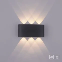 LED Wandlampe 6 flammig anthrazit farbig Außenlampe Innenlampe dekorativ