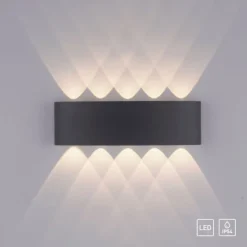 LED Wandlampe 10 flammig anthrazit farbig Außenlampe Innenlampe dekorativ