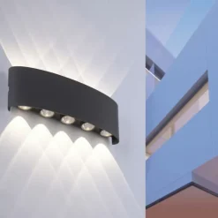 LED Wandlampe 10 flammig anthrazit farbig Außenlampe Innenlampe dekorativ