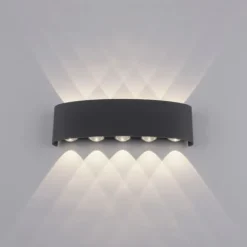 LED Wandlampe 10 flammig anthrazit farbig Außenlampe Innenlampe dekorativ