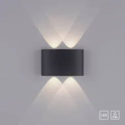 LED Wandlampe 4 flammig anthrazit farbig Außenlampe Innenlampe dekorativ