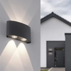 LED Wandlampe 4 flammig anthrazit farbig Außenlampe Innenlampe dekorativ
