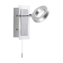 LED-Wandleuchte, aluminium-matt, IP44, Zugschalter, dreh und schwenkbar