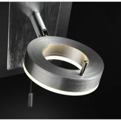 LED-Wandleuchte, aluminium-matt, IP44, Zugschalter, dreh und schwenkbar