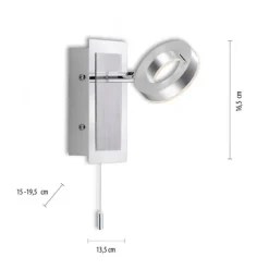 LED-Wandleuchte, aluminium-matt, IP44, Zugschalter, dreh und schwenkbar