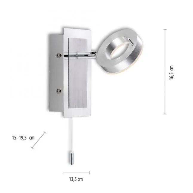 LED-Wandleuchte, aluminium-matt, IP44, Zugschalter, dreh und schwenkbar