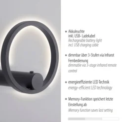 LED Wandleuchte anthrazit dimmbar per Fernbedienung Memoryfunktion