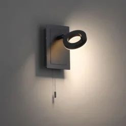 LED Wandleuchte anthrazit matt 1flammig drehbar Schalter spritzwasserschutz