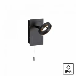 LED Wandleuchte anthrazit matt 1flammig drehbar Schalter spritzwasserschutz