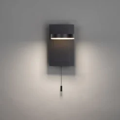 LED Wandleuchte anthrazit matt 1flammig drehbar Schalter spritzwasserschutz