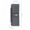 LED Wandleuchte, anthrazit, schlichtes Design, schwenkbar, Bewegungsmelder