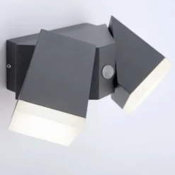 LED Wandleuchte, anthrazit, schlichtes Design, schwenkbar, Bewegungsmelder