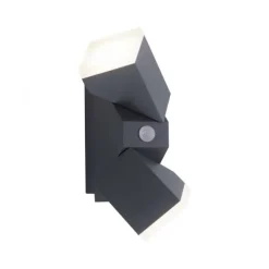 LED Wandleuchte, anthrazit, schlichtes Design, schwenkbar, Bewegungsmelder