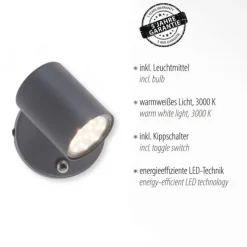 LED Wandleuchte, anthrazit, schwenkbar, drehbar, warmweiß