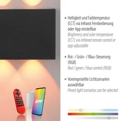 LED Wandleuchte anthrazit Smarthome Fernbedienung dimmbar App