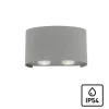 LED-Wandleuchte, Außenleuchte, silber, halbrund, 4flg, warmweiß, Up+Down, IP54