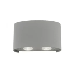 LED-Wandleuchte, Außenleuchte, silber, halbrund, 4flg, warmweiß, Up+Down, IP54