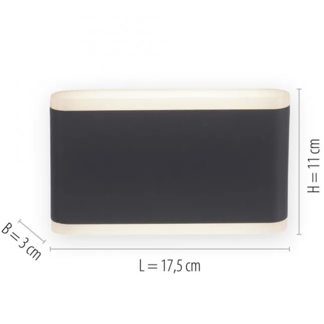 LED Wandleuchte, Außenwandleuchte, IP65, ELSA, anthrazit