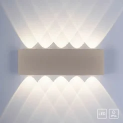 LED Wandleuchte CARLO, sandfarben, IP54, Lichtkegel nach oben und unten
