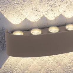 LED Wandleuchte CARLO, sandfarben, IP54, Lichtkegel nach oben und unten