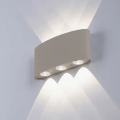 LED Wandleuchte CARLO, sandfarben, IP54, Up-&Downlight,