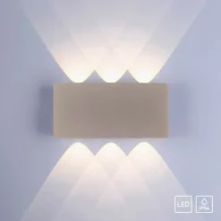 LED Wandleuchte CARLO, sandfarben, IP54, Up-&Downlight,