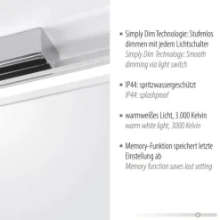 LED-Wandleuchte, chrom, Spiegel, warmweiße Lichtfarbe, IP44, energiesparend
