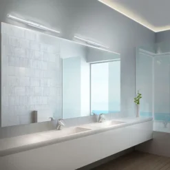 LED-Wandleuchte, chrom, warmweiße Lichtfarbe, spritzwassergeschützt, modern