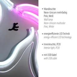 LED Wandleuchte Einhorn Motiv USB Schnurschalter dekorativ Kinderlampe
