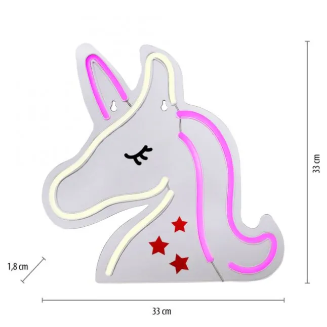 LED Wandleuchte Einhorn Motiv USB Schnurschalter dekorativ Kinderlampe