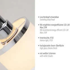 LED Wandleuchte 1 flammig chrom glänzend drehbar Kippschalter