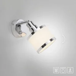 LED Wandleuchte 1 flammig chrom glänzend drehbar Kippschalter