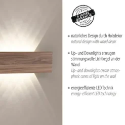 LED-Wandleuchte, holz, warmweiß, Innenleuchte, IP20