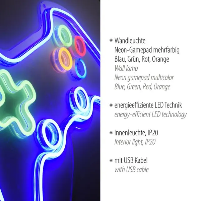 LED Wandleuchte mehrfarbig Controller Gamepad USB Dekoration