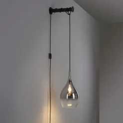 LED Wandleuchte mit Halterung Schalter höhenverstellbar schwarz verchromt