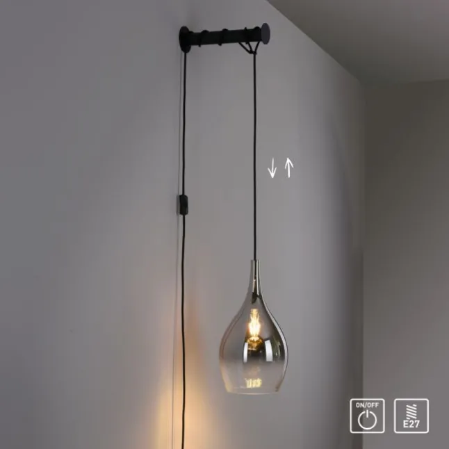 LED Wandleuchte mit Halterung Schalter höhenverstellbar schwarz verchromt
