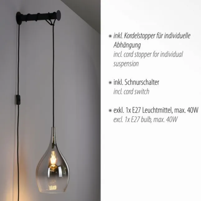 LED Wandleuchte mit Halterung Schalter höhenverstellbar schwarz verchromt