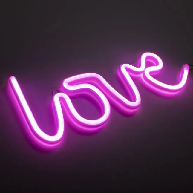 LED Wandleuchte pink love USB Schnurschalter Deko Schriftzug