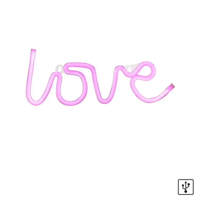 LED Wandleuchte pink love USB Schnurschalter Deko Schriftzug